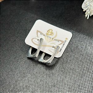 BRINCO CLIC ARGOLA QUADRADO ZIRCONIA E RÓDIO