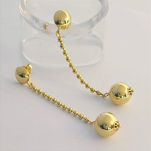 BRINCO FIXO COM PEND ESFERA CORDÃO BOLINHA