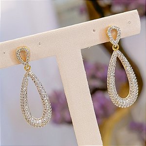 BRINCO LUXO FIXO COM GOTA ABERTA CRAV EM ZIRCÔNIA