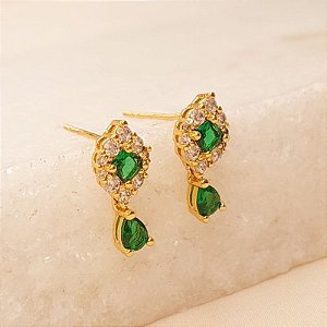 BRINCO LUXO PEDRAS VERDES CRAVEJ ZIRC