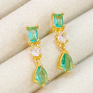 BRINCO PENDENTE COM ZIRCÔNIAS VERDE