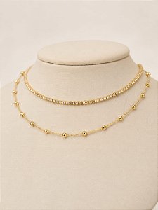 CHOKER DUPLO GARG RIVIERA DE ZIRXONIAS 3X3mm E GAR