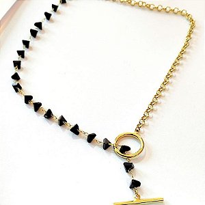 CHOKER GARGANTILHA 40CM MISTA, ELO PORTUGUES E PED