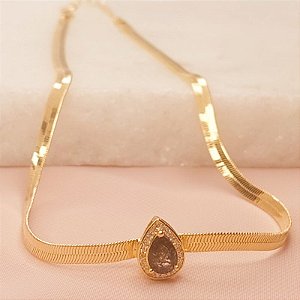 Gargantilha - CL GOTA PRETA C/BORDA ZIRC 34CM