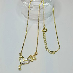 COLAR VENEZ 3 CORAÇÕES CRAVEJ 40+5CM