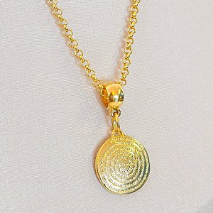 Conjunto - CONJ 2 PÇ CORDÃO ELO PORTUGUES + PINGENTE MEDALH C  PAI NOSSO FECHO LUXO