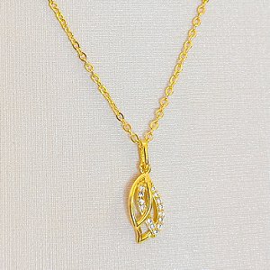 Conjunto - CONJ 2 PÇ GARG CADEADO 45+ PINGENTE FOLHAS GRAVEJ ZIRC