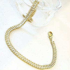 PULSEIRA BRACELETE NAVETES ZIRCONIAS DE 5X3mm FECH
