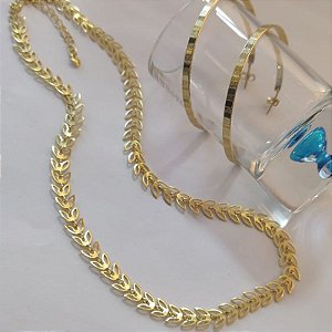 CONJ 2 PÇ CHOCKER 35+5CM FOLHAS E PAR  BRINCO  ARG