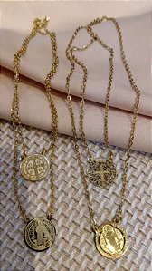 COLAR ESCAPULARIO AÇO MEDALHA SÃ0 BENTO