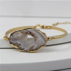 BRACELETE ARO  1 PEDRAS NATUR GEODO MAIOR