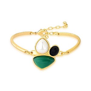 BRACELETE ARO  2 PEDRAS NATUR OPALA MAR/SELEN