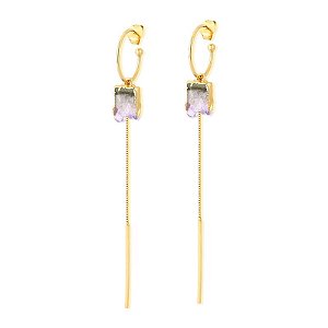BRINCO ARGOLA COM 2 PENDENTES PEDRAS NATURAIS GEOD