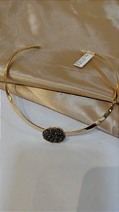 CJ 2PÇ CHOKER ARO LARG+ 1 PING  PEDRA NATURAL PIRI