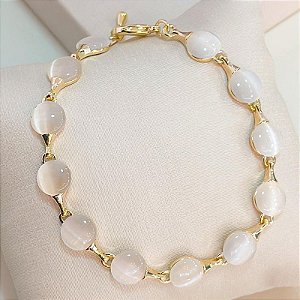 PULSEIRA CÍRCULOS COM PEDRA OLHO DE GATO