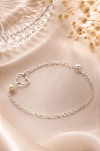 PULSEIRA CORAÇÃO E PEROLA FECHO 18CM