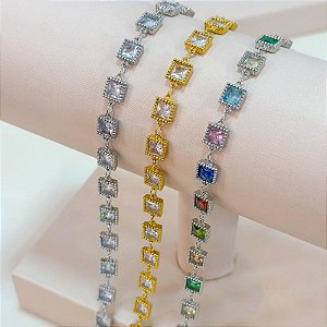 PULSEIRA ELOS E QUADRADOS CRISTAL