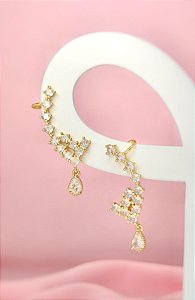 BRINCO CUFF FIXO COM GOTA PENDENTE ZIRCONIA CRISTA