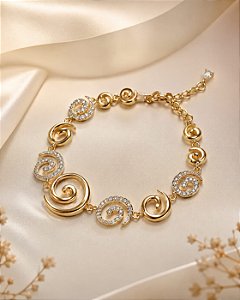 Pulseira - PULS CARACOL LUXO C DET EM ZIRC E RÓDIO 13,9GR