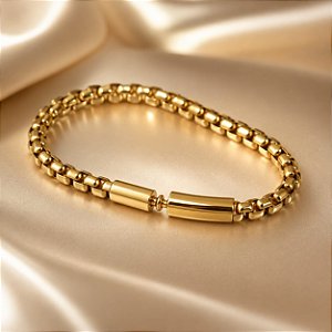 BRACELETE MASC VENEZIANÃO TUBULARCOM FECHO LUXO