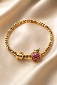 PULSEIRA BERLOQUEIRA OURO COM PING PASS FIO MAÇÃ C