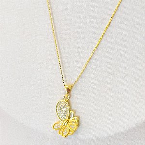 Conjunto - CONJ 2 PÇ GARG VENEZ 45+ PINGENTE BORBOLETA CRAV ZIRC