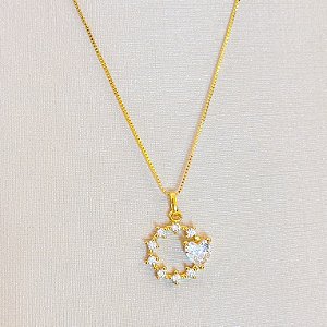 Conjunto - CONJ 2 PÇ GARG VENEZ 45+ PINGENTE GUIRLANDA ZIRC CORAÇÃO E  CRAV ZIRC 3mm