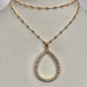 Conjunto - CONJ 2PÇ COLAR ELO GROUMET 40CM + PING GOTA CRAV ZIRC