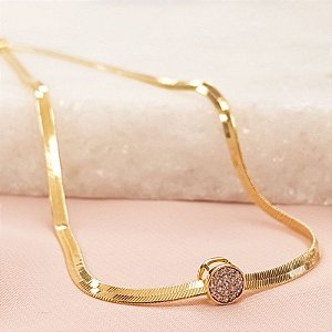 Conjunto - CL CHOKER FITA C/PING CIRC CRAV EM ZIRC 32+08 CM