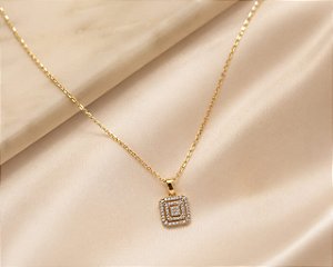 Colar - CONJ 2PÇ GARG CARTIER 45+5CM E PING QUADROS CRAV ZIRC