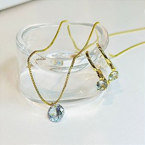 Conjunto - CONJ 4PÇ CORDÃO VENEZ 45+5CM + PING PONTO DE LUZ + BRINCO ARGOLA E ZIRC