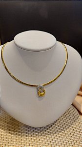 CONJ 2 PÇ CHOKER ARO MALHEÁVEL E PING ELOS CHATO U