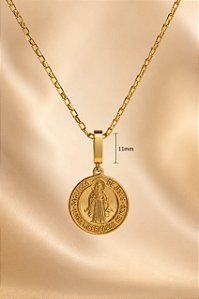 CONJ 2PÇ GARG CARTIER 60CM AÇO DOURADO E PING MEDA