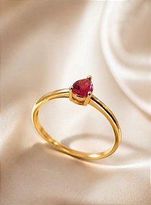 ANEL SOLITÁRIO C ZIRC GOTA ROSA