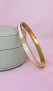 BRACELETE ARO DETALHE PEROLIZADO E 3 ZIRC