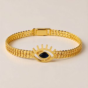 PULSEIRA BRACEL MALHA COM PING OLHO GREGO 21+5CM 7