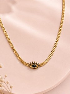 GARG C PING OLHO GREGO PEDRA ONIX, CORDÃO DE 5MM D
