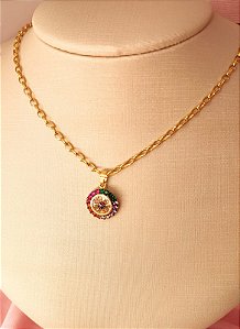 CONJ 2 PÇ CHOKER ELO TIPO PORTUGUES E PING MANDALA