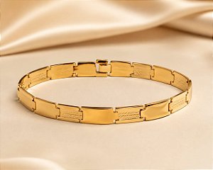 BRACELETE MASCULINO AÇO DOUR 13MM LARG ARTIC.20CM
