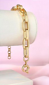 BRACELETE ELO CORRENTE SUPER LUXO FECHO BÓIA 18+3C