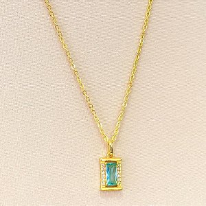 Conjunto - CONJ 2 PÇ GARG CADEADINHO 45+ PING RETANG AGUA MARINHA E CRAV ZIRC