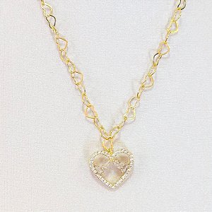 Conjunto - CONJ 2 PÇ GARG ELO CORAÇÃO+ PING FIXO CORAÇÃO CRAV ZIRC