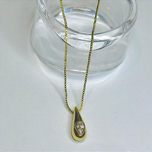 Conjunto - CONJ 2 PÇ GARGANTILHA VENEZIANA DE 45CM- E PING COTA COM ZIRC ENCRUSTADA18K