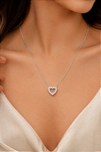 CONJ PRATA 2PC GARG ELO PORTUG E PING CORAÇÃO  C/P