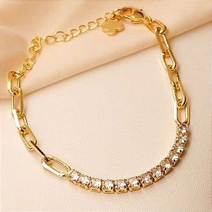 Pulseira - PULS ELOS MEIO RIVIE CRISTA 14+5CM