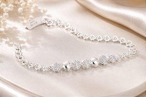 PULS BRACELETE LUXO CORAÇÕES CRAVEJADOS E FECHO GA