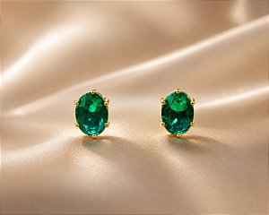 BRINCO FIXO ZIRCONIA PONTO OVAL VERDE