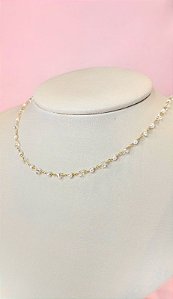 CHOCKER PÉROLAS E CRISTAIS  INTERCALADAS