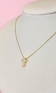 CONJ 2PÇ CORDÃO VENEZ + PING CRUZ CRAVEJADA 45+5CM
