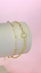 PULSEIRA DUPLA MISTA ELO PORTUGUES E DETALHE CRAVE